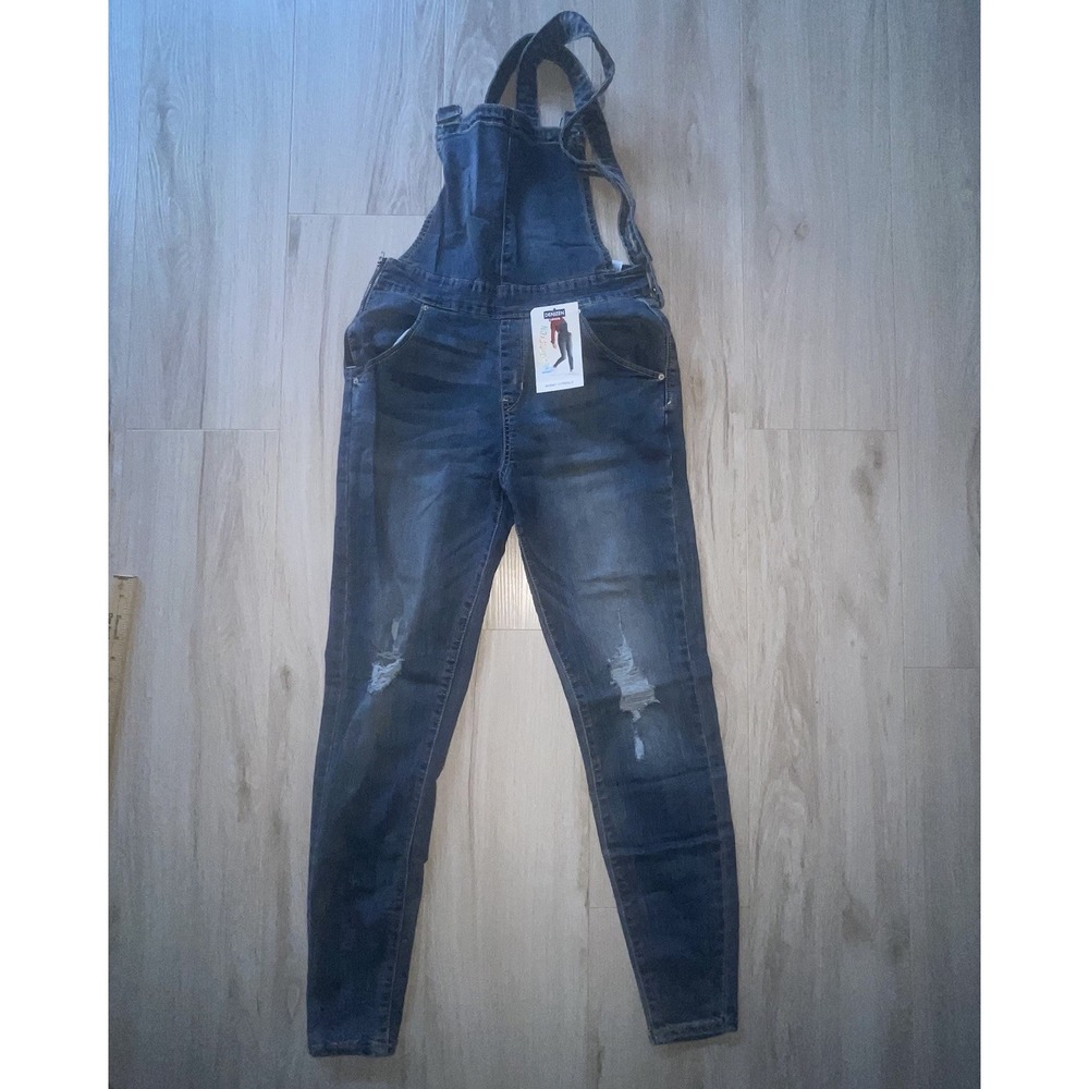 NEW Womens Levi's Denizen Skinny Stretch‎ Overalls Sz S Blue. 27" Inseam Farmer
